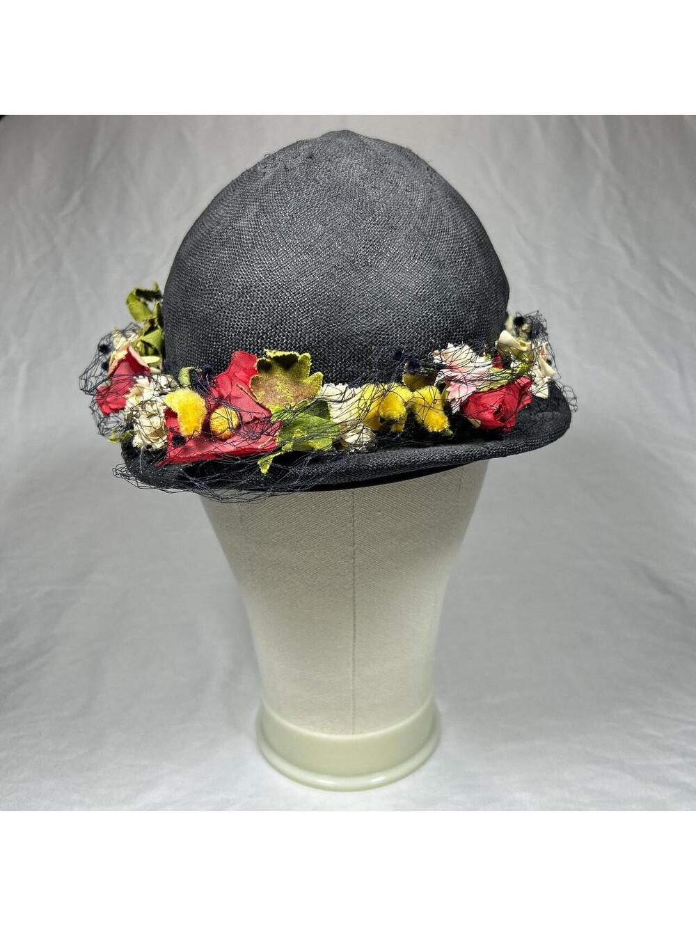 Vintage early 1950s Dayton’s floral cocktail hat.